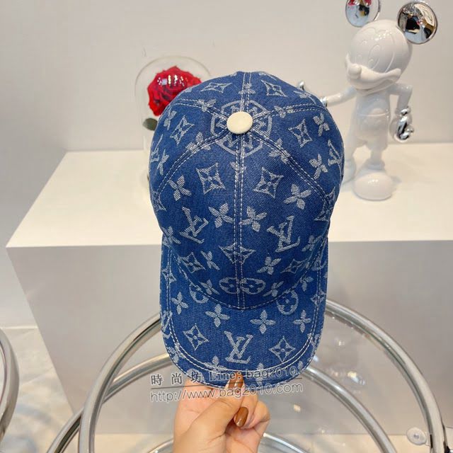 LV爆款男士帽子 路易威登水洗做舊牛仔提花棒球帽鴨舌帽  mm1312